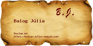 Balog Júlia névjegykártya